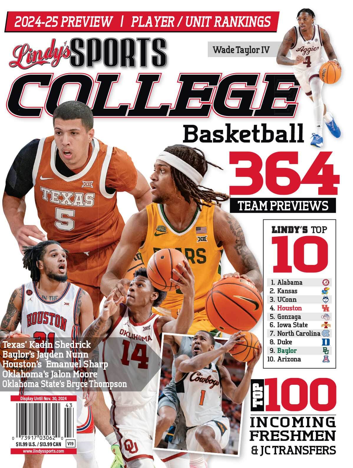 Lindy's Sports College 2024-25 Basketball Magazine Sports Magazines TEX /BAY /OKL /OKS