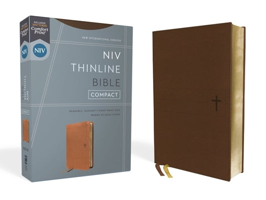 Niv, Thinline Bible, Compact, Leathersoft, Brown, Red Letter, Comfort Print Bible Zondervan