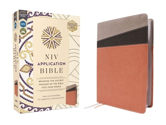 NIV Application Bible, Leathersoft, Coral/Gray, Red Letter, Comfort Print: Bringing the Ancient Message of the Bible Into Your World Bible Zondervan