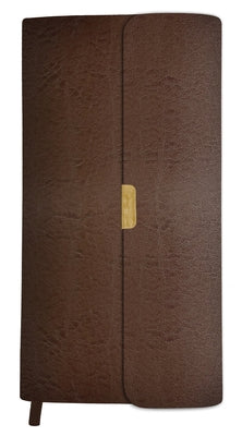 Brown bonded leather KJV Compact Bible by Barbour Publishing with gold-embossed title on the cover.