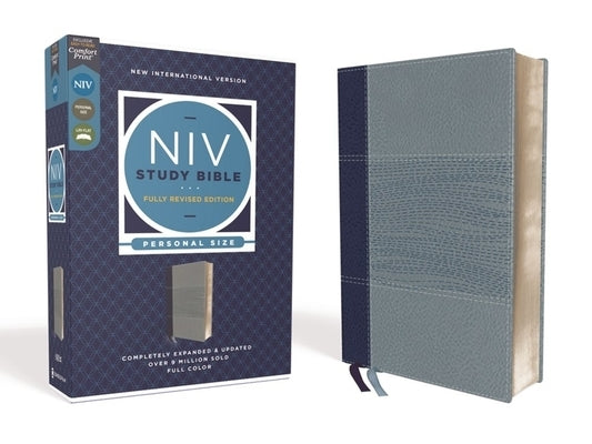 NIV Study Bible, Fully Revised Edition, Personal Size, Leathersoft, Navy/Blue, Red Letter, Comfort Print Zondervan