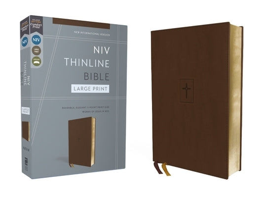 Niv, Thinline Bible, Large Print, Leathersoft, Brown, Red Letter, Comfort Print Bible Zondervan
