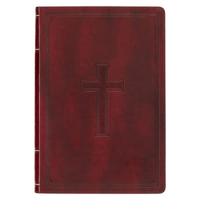 KJV Holy Bible, Thinline Large Print Faux Leather Red Letter Edition - Thumb Index & Ribbon Marker, King James Version, Burgundy Bible Christian Art Publishers