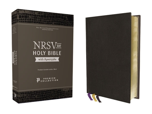 Nrsvue, Holy Bible with Apocrypha, Premium Goatskin Leather, Black, Premier Collection, Art Gilded Edges, Comfort Print Bible Zondervan