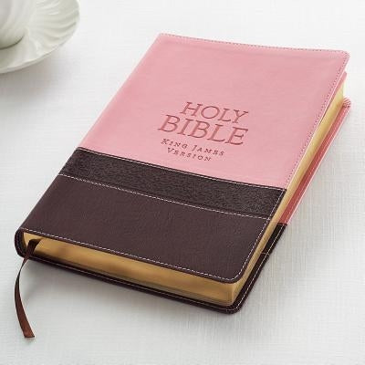 KJV Large Print Lux-Leather Brown/Pink Christian Art Gifts Inc