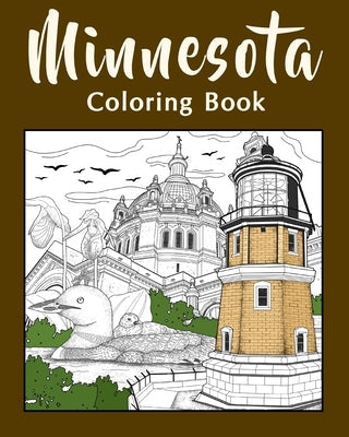 Minnesota Coloring Book: Adult Painting on USA States Landmarks and Iconic, Stress Relief Activity Paperback Blurb
