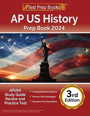 AP US History Prep Book 2024 by Test Prep Books, paperback study guide with review and practice tests for APUSH exam preparation