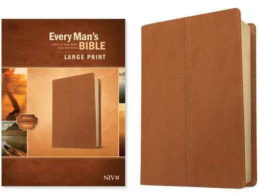 Every Man's Bible Niv, Large Print (Leatherlike, Cross Saddle Tan) Bible Tyndale House Publishers