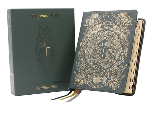 The Jesus Bible Artist Edition, Esv, Genuine Leather, Calfskin, Green, Limited Edition, Thumb Indexed Bible Zondervan