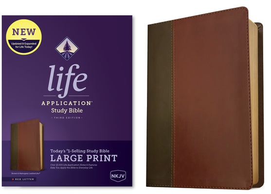 NKJV Life Application Study Bible, Third Edition, Large Print (Leatherlike, Brown/Mahogany, Red Letter) Bible Tyndale House Publishers