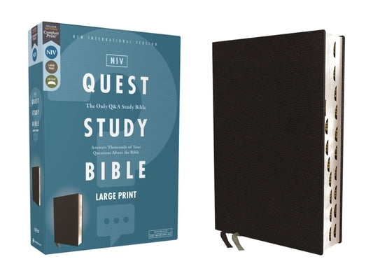 Niv, Quest Study Bible, Large Print, Bonded Leather, Black, Thumb Indexed, Comfort Print: The Only Q and A Study Bible Bible Zondervan