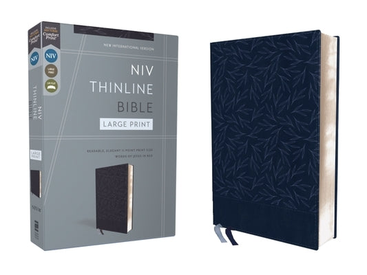 Niv, Thinline Bible, Large Print, Leathersoft, Navy, Red Letter, Comfort Print Bible Zondervan