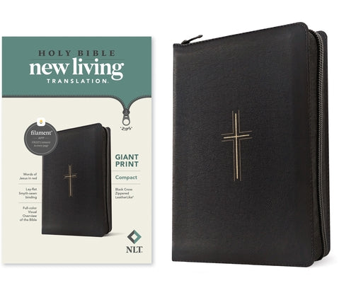 NLT Compact Giant Print Zipper Bible, Filament Enabled (Leatherlike, Black Cross, Red Letter) Bible Tyndale House Publishers