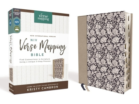 Niv, Verse Mapping Bible, Leathersoft, Navy Floral, Thumb Indexed, Comfort Print: Find Connections in Scripture Using a Unique 5-Step Process Bible Zondervan
