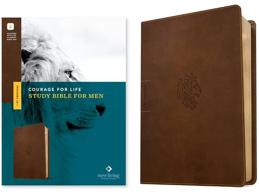NLT Courage for Life Study Bible for Men (Leatherlike, Rustic Brown Lion, Filament Enabled) Bible Tyndale House Publishers