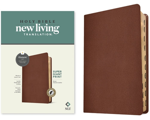 NLT Super Giant Print Bible, Filament-Enabled Edition (Genuine Leather, Brown, Indexed, Red Letter) Bible Tyndale House Publishers