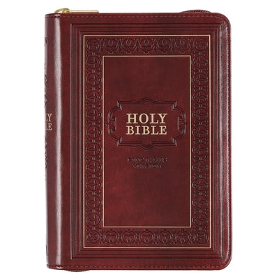 KJV Large Print Compact Bible Burgundy with Zipper Faux Leather Bible Christian Art Gifts Inc