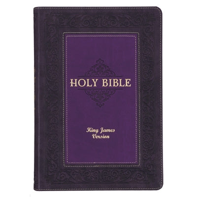 KJV Study Bible, Large Print King James Version Holy Bible, Thumb Tabs, Ribbons, Faux Leather Purple Two-Tone Debossed Bible Christian Art Publishers
