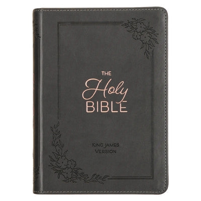 KJV Holy Bible, Compact Large Print Faux Leather Red Letter Edition - Ribbon Marker, King James Version, Gray Bible Christian Art Publishers