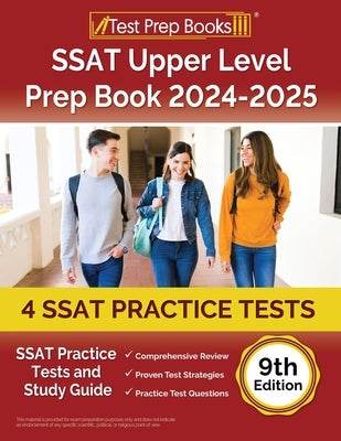 Paperback SSAT Upper Level Prep Book 2025-2026 by Test Prep Books with 4 practice tests and study guide for exam preparation.