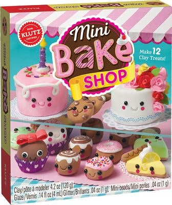 Klutz Mini Bake Shop kit with 48-page book and air-dry clay, featuring miniature baking tools and colorful clay for creative play.