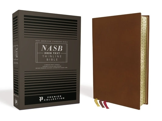 Nasb, Thinline Bible, Premium Goatskin Leather, Brown, Premier Collection, Black Letter, Gauffered Edges, 2020 Text, Comfort Print Bible Zondervan