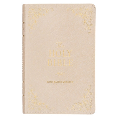 KJV Holy Bible, Standard Size Faux Leather Red Letter Edition Thumb Index, Ribbon Marker, King James Version, Pearlescent Taupe Bible Christian Art Publishers