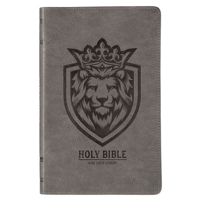 KJV Holy Bible, Gift Edition for Boys King James Version, Faux Leather Flexible Cover, Charcoal Gray Lion Emblem Bible Christian Art Publishers