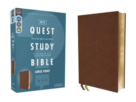 Niv, Quest Study Bible, Large Print, Leathersoft, Brown, Comfort Print: The Only Q and A Study Bible Bible Zondervan