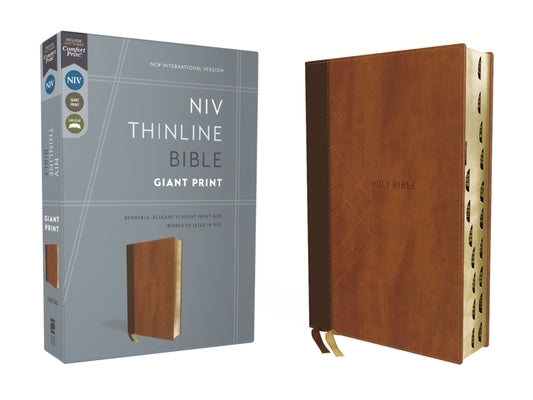 Niv, Thinline Bible, Giant Print, Leathersoft, Brown, Red Letter, Thumb Indexed, Comfort Print Bible Zondervan