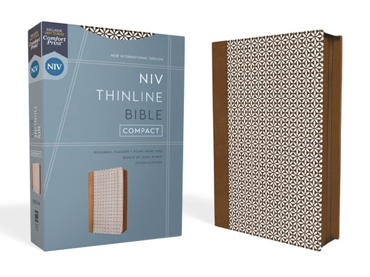 Niv, Thinline Bible, Compact, Leathersoft, Brown/White, Zippered, Red Letter, Comfort Print Bible Zondervan
