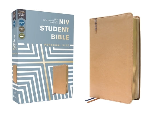 Niv, Student Bible, Personal Size, Leathersoft, Tan, Comfort Print Bible Zondervan