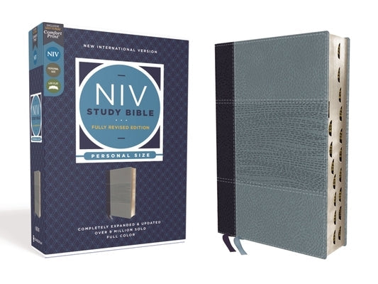 NIV Study Bible, Fully Revised Edition, Personal Size, Leathersoft, Navy/Blue, Red Letter, Thumb Indexed, Comfort Print Bible Zondervan