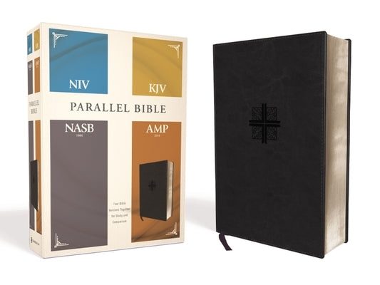 Niv, Kjv, Nasb, Amplified, Parallel Bible, Leathersoft, Black: Four Bible Versions Together for Study and Comparison Bible Zondervan