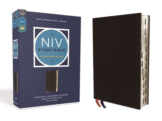 NIV Study Bible, Fully Revised Edition, Bonded Leather, Black, Red Letter, Thumb Indexed, Comfort Print Bible Zondervan