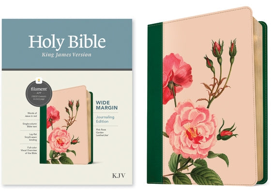 KJV Wide Margin Bible, Filament-Enabled Edition (Leatherlike, Pink Rose Garden, Red Letter) Bible Tyndale House Publishers