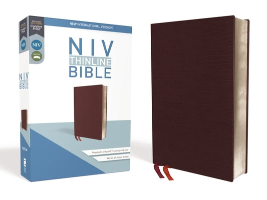 NIV, Thinline Bible, Bonded Leather, Burgundy, Red Letter Edition Bible Zondervan