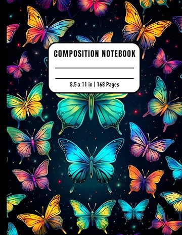 Butterflies Composition Notebook For Inmates: Blank Sketch Book For Men And Women In Jail, Colorful Unrulled Black Journal For Journaling Note Taking, ... Pages, Gift For Butterfly And Insects Lovers - CA Corrections Bookstore