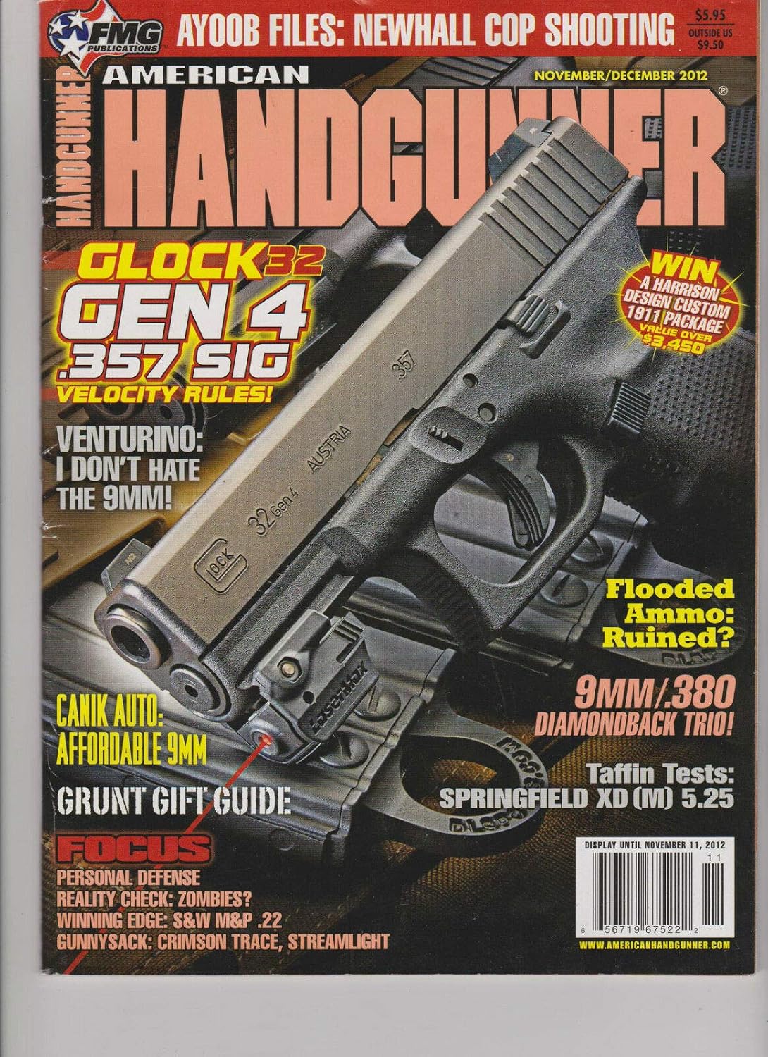 AMERICAN HANDGUNNER MAGAZINE NOV/DEC 2012, GLOCK 32 GEN 4 .357 SIG. Product