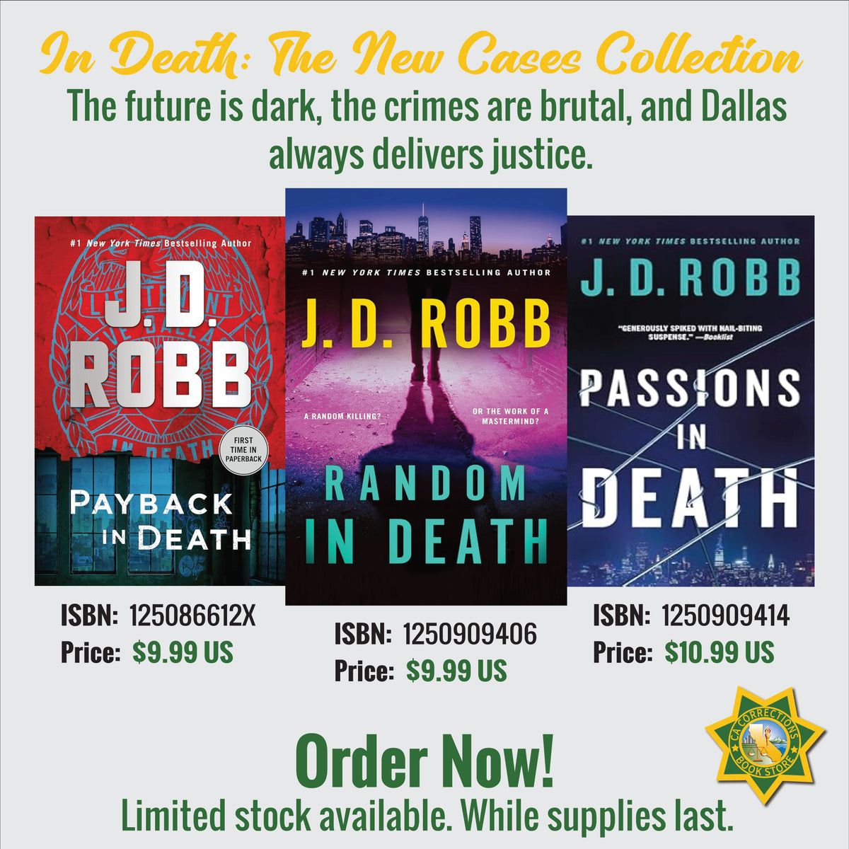 In Death The New Cases Collection featuring Payback in Death, Random in Death, and Passions in Death