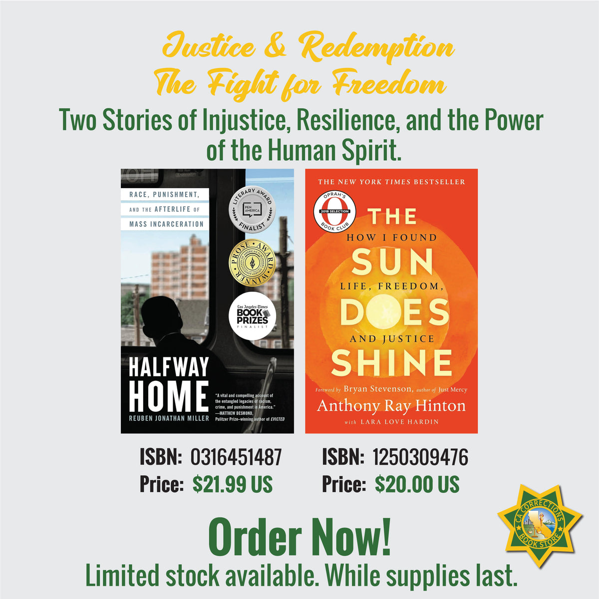 Justice and Redemption bundle featuring Halfway Home and The Sun Does Shine