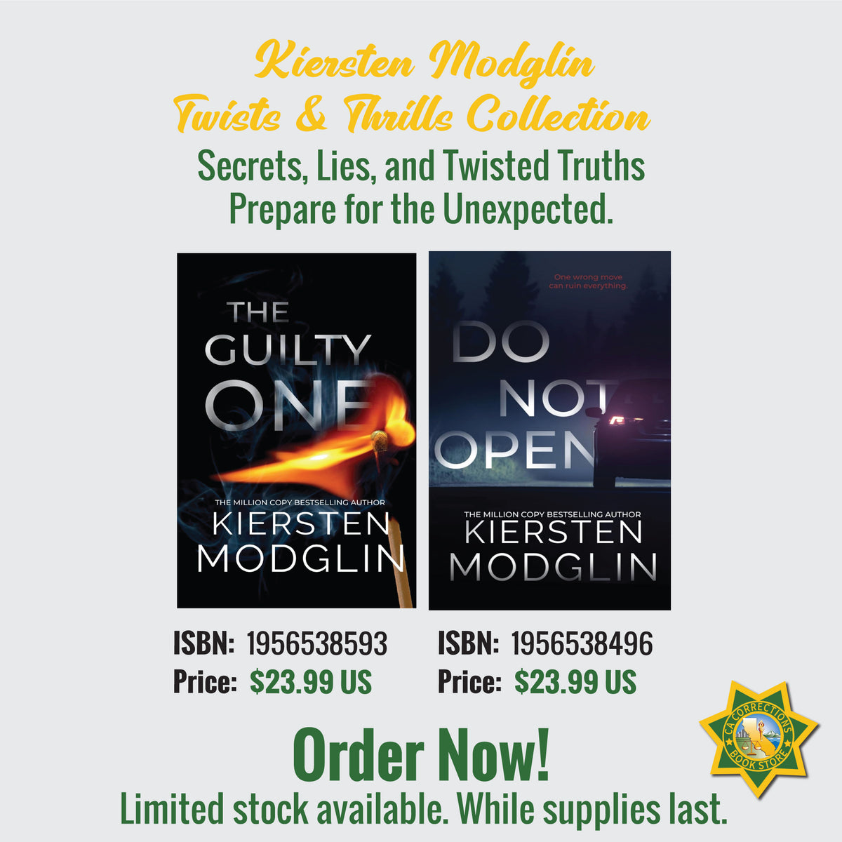 Kiersten Modglin Twists and Thrills Collection featuring The Guilty One and Do Not Open