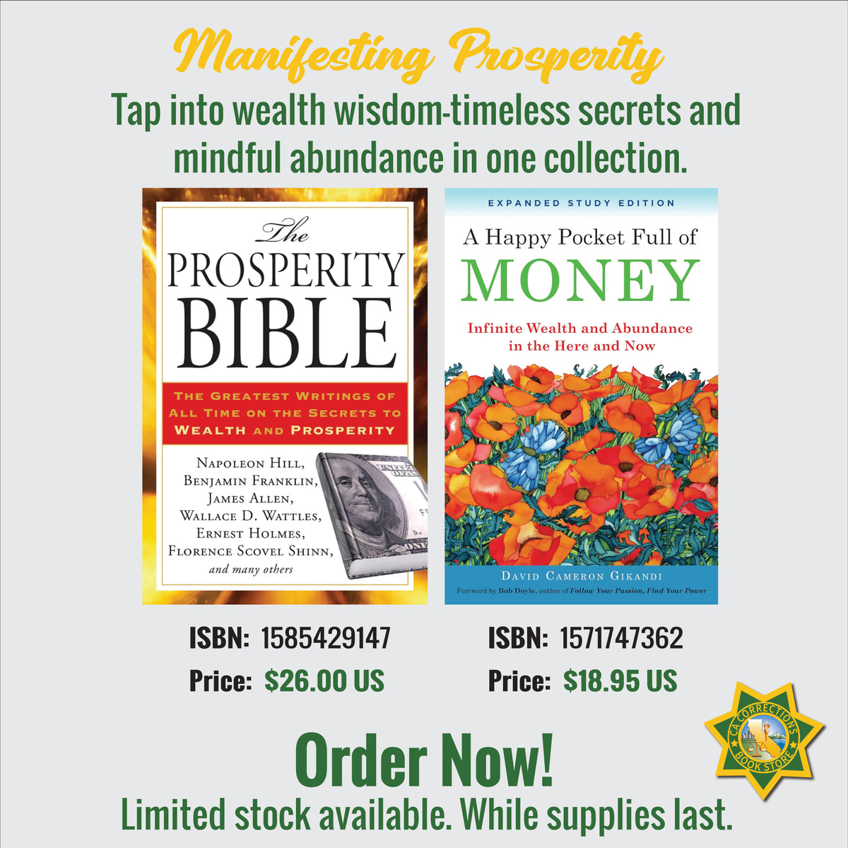Manifesting Prosperity bundle featuring The Prosperity Bible and A Happy Pocket Full of Money