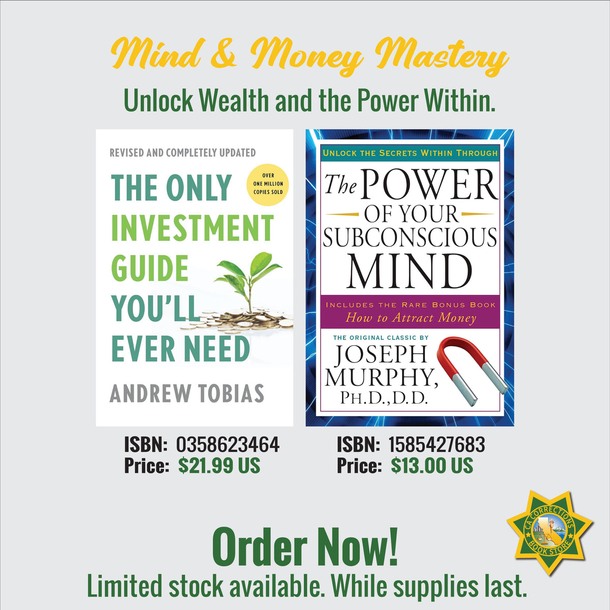 Mind and Money Mastery bundle featuring The Only Investment Guide You'll Ever Need and The Power of Your Subconscious Mind