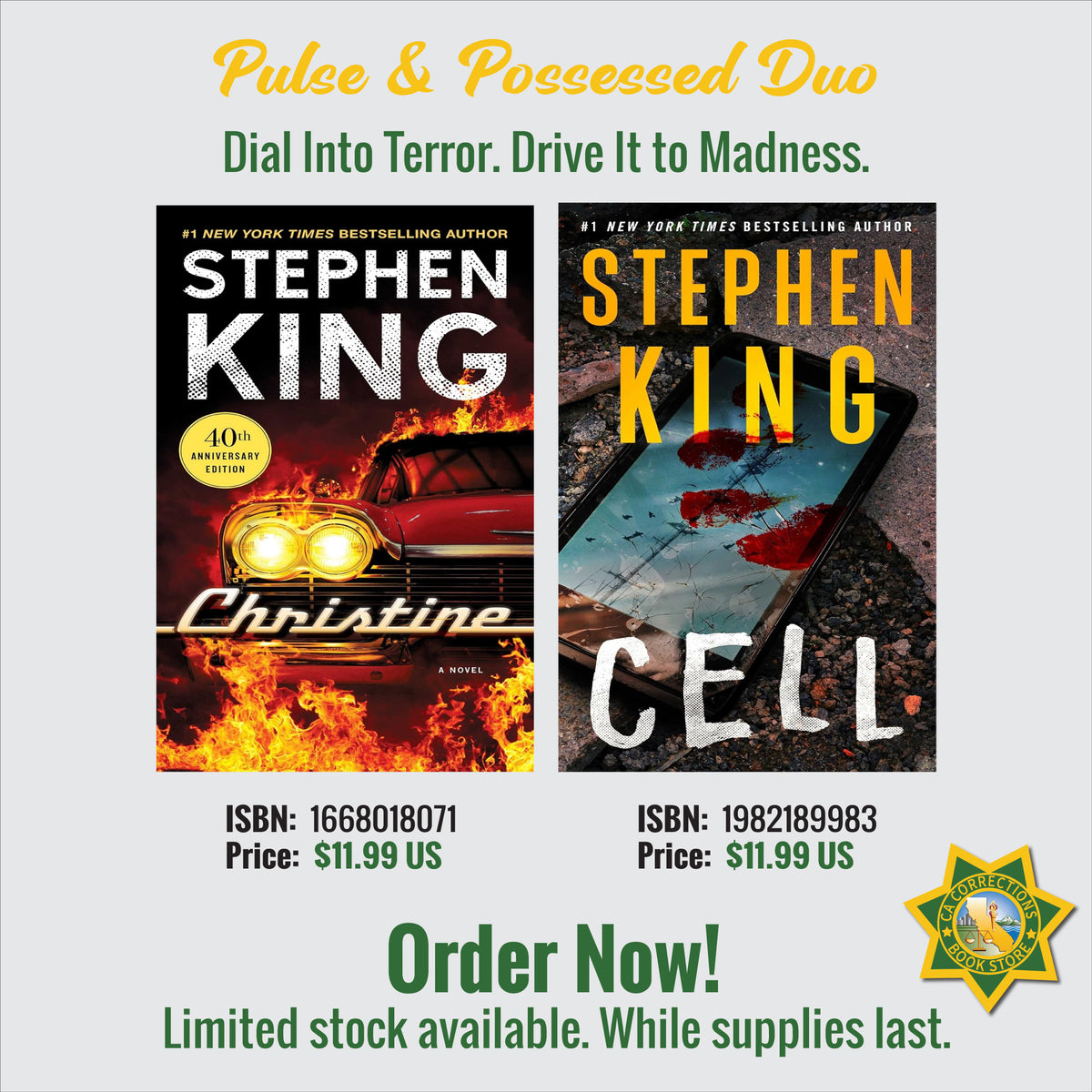 Pulse & Possessed Duo featuring Christine and Cell by Stephen King