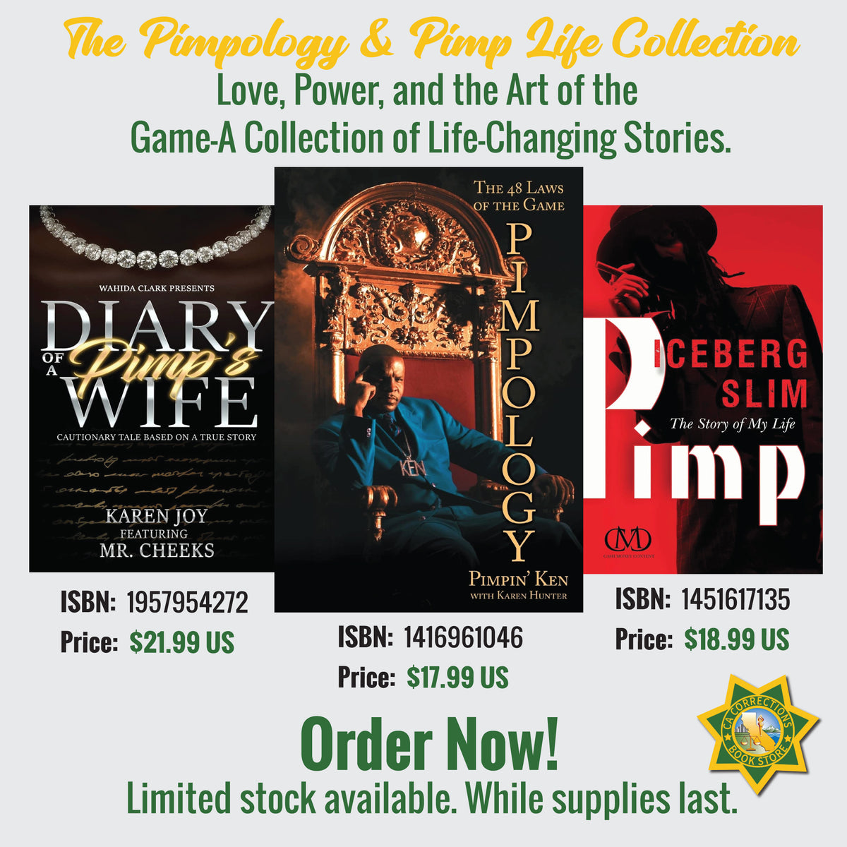 Collection of books from the Pimpology & Pimp Life Collection Bundle, featuring various titles on lifestyle and personal development.