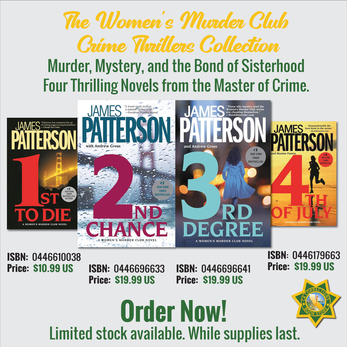 Women's Murder Club bundle featuring 1st to Die, 2nd Chance, 3rd Degree, and 4th of July