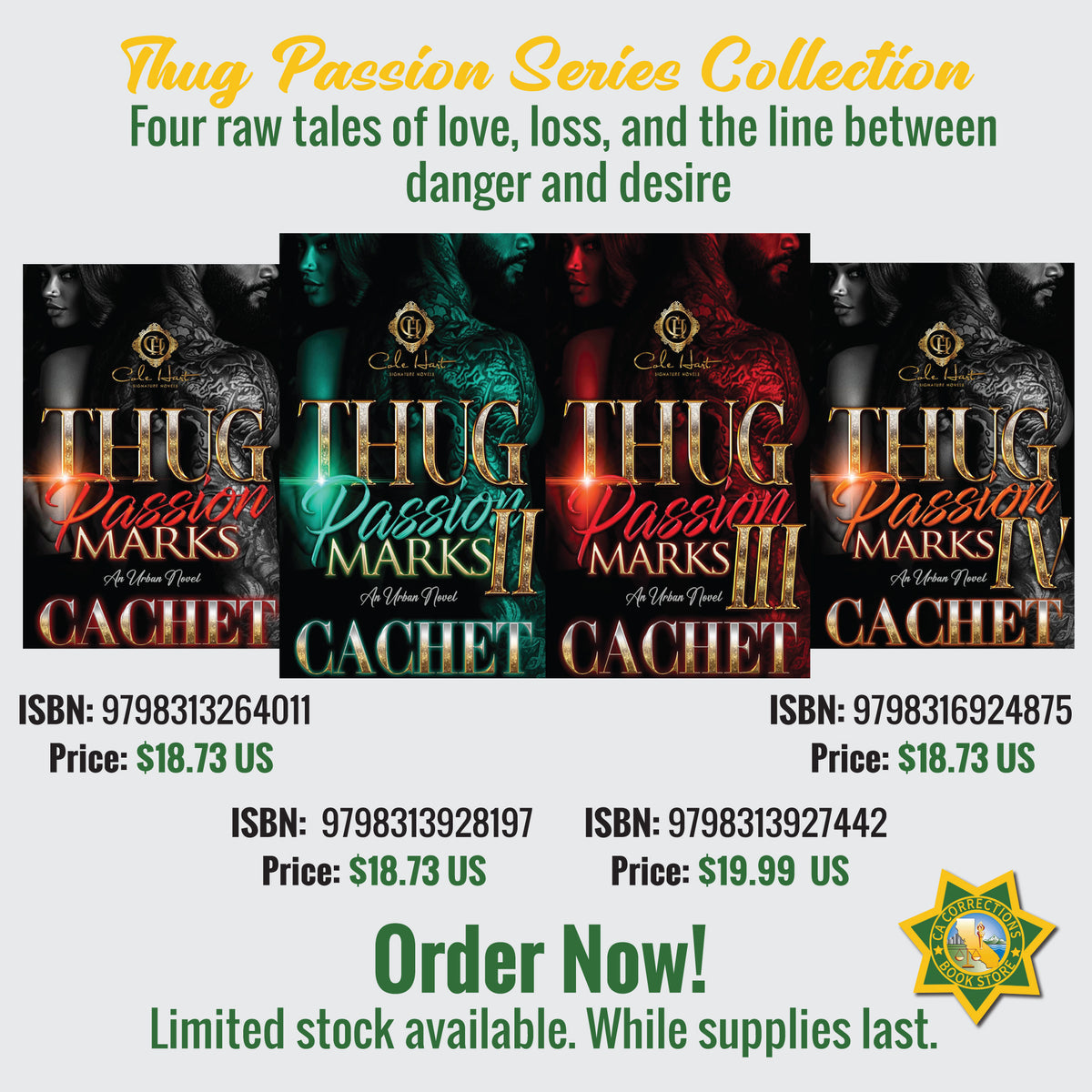 Cachet Thug Passion Marks Book Series Bundle featuring four books in the collection, displayed together.