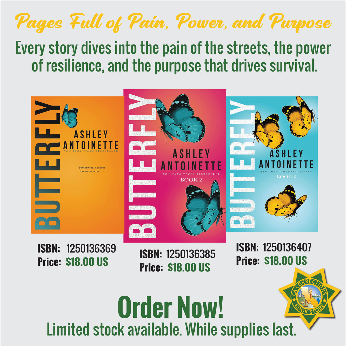 Butterfly Complete Trilogy Bundle — Books 1, 2 & 3 by Ashley Antoinette, New York Times Bestseller