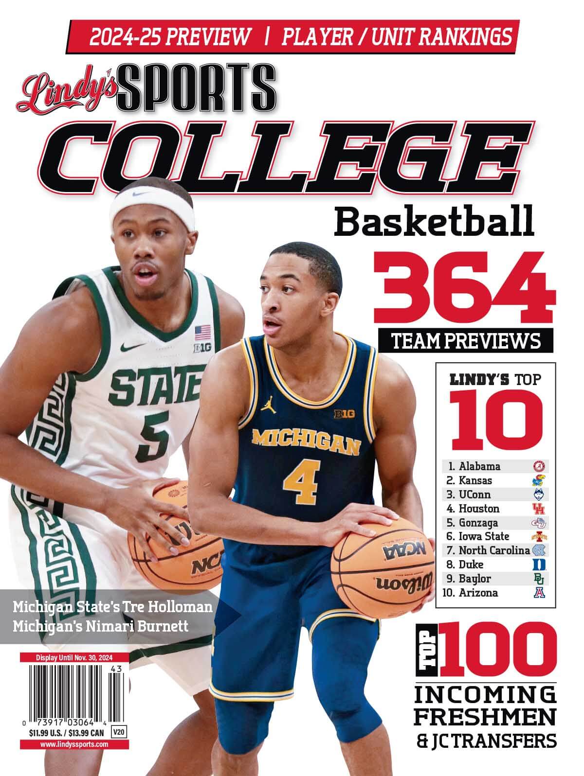 Lindy's Sports College 2024-25 Basketball Magazine Sports Magazines - CA Corrections Bookstore MICH /MSU